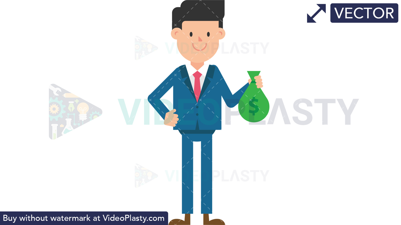Corporate Man Holding a Sack of Money Vector Clipart