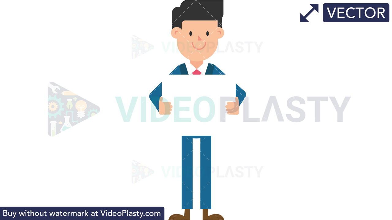 Corporate Man Holding a Whiteboard Vector Clipart
