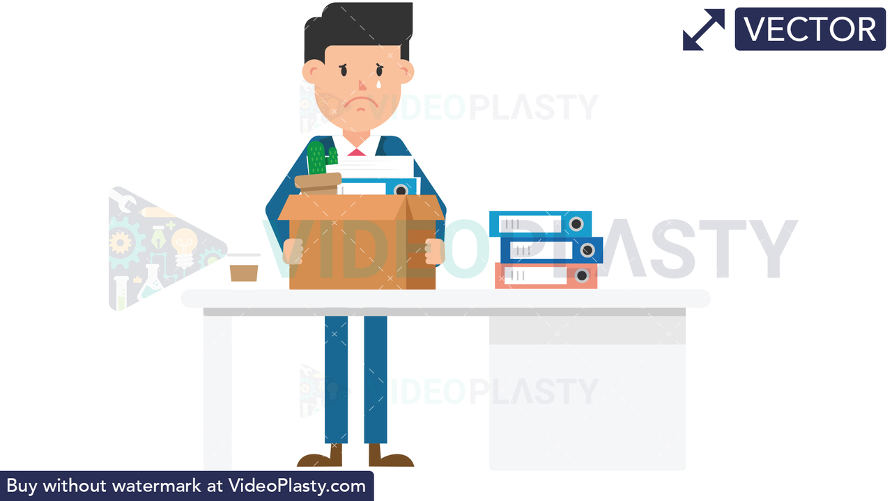 Corporate Man Packing His Things Vector Clipart