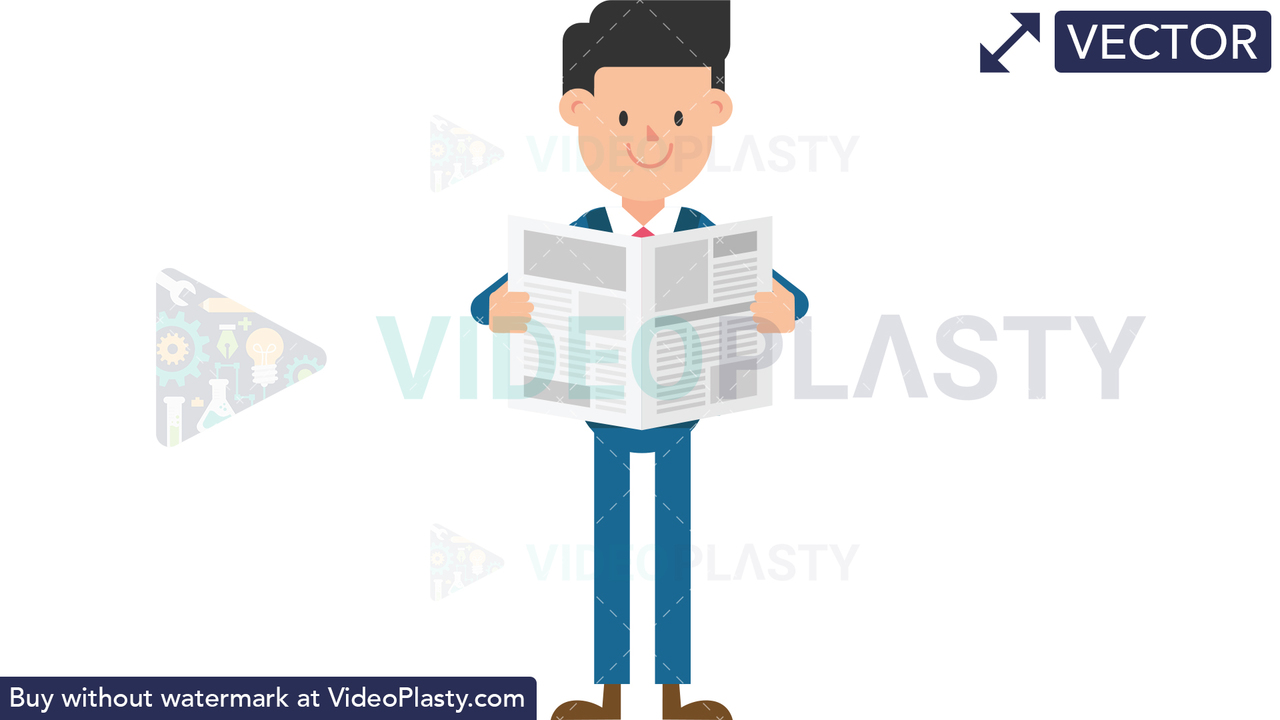 Corporate Man Reading a Newspaper Vector Clipart