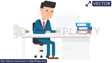 Corporate Man Serious at Work Vector Clipart