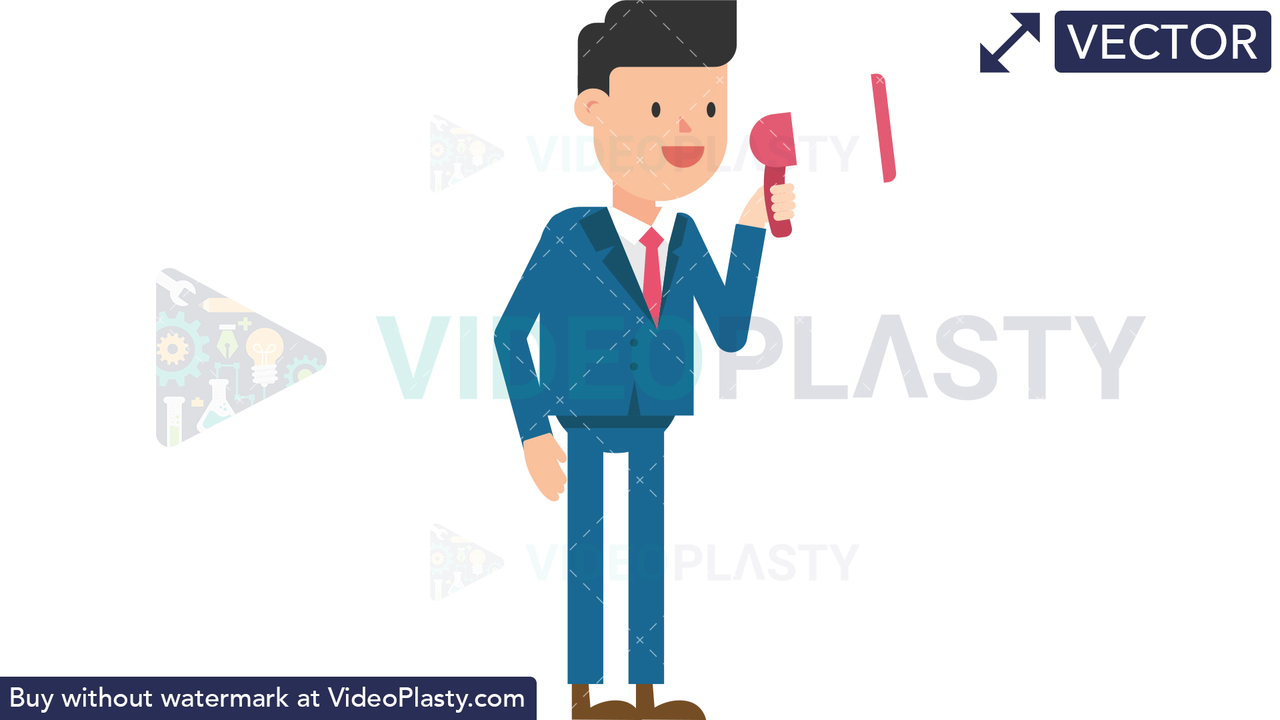 Corporate Man Using a Megaphone Vector Clipart