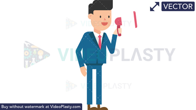 Corporate Man Using a Megaphone Vector Clipart