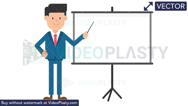 Corporate Man Using the Projector Screen Vector Clipart