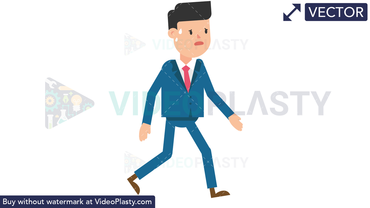 Corporate Man Walking Tired Vector Clipart