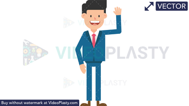 Corporate Man Waving His Hand Vector Clipart