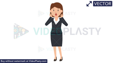 Corporate Woman Being Surprised Vector Clipart