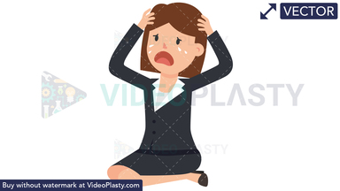 Corporate Woman Crying Vector Clipart