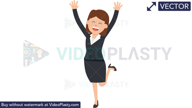 Corporate Woman Jumping for Joy Vector Clipart