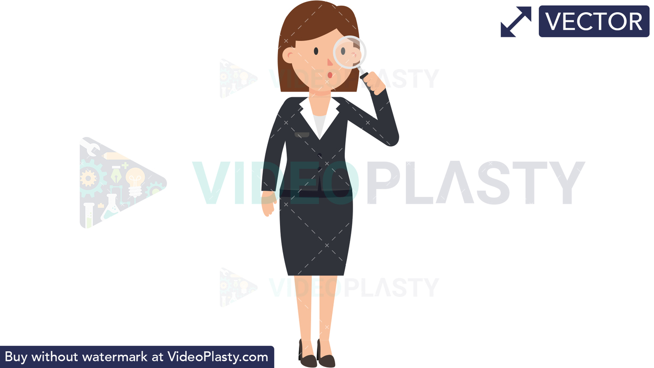 Corporate Woman Researching Vector Clipart