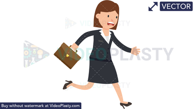 Corporate Woman Running Late Vector Clipart