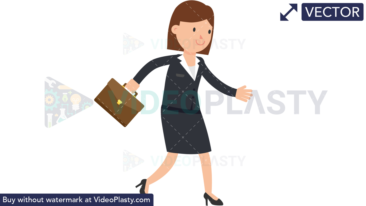 Corporate Woman Walking With Suitcase Vector Clipart