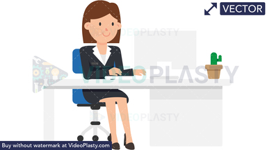 Corporate Woman Working at her Desk Vector Clipart