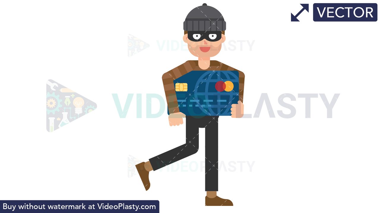Criminal Holding a Credit Card Vector Clipart