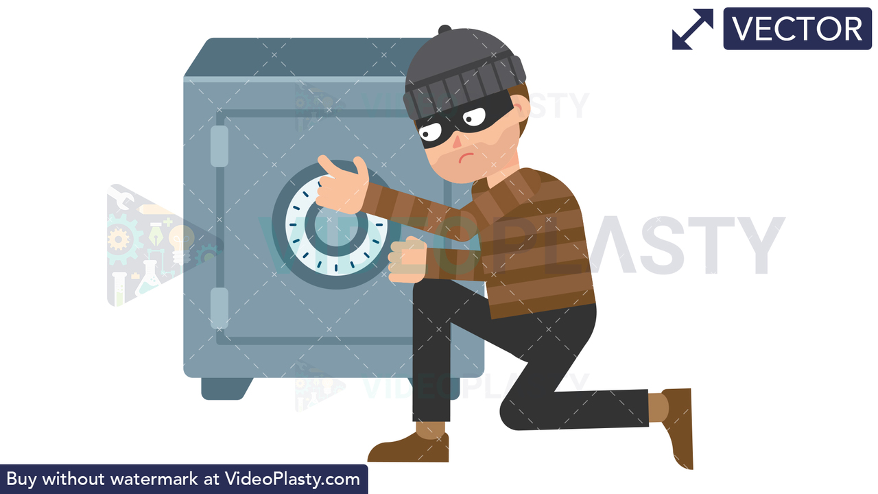 Criminal Opening Safe Vector Clipart