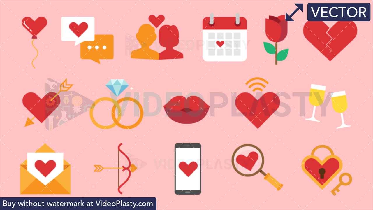 Dating Bundle - 16 Flat Icons Vector Clipart