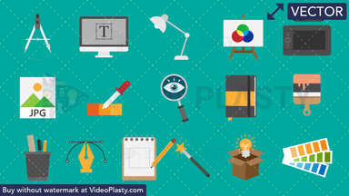 Design Bundle - 16 Flat Icons Vector Clipart