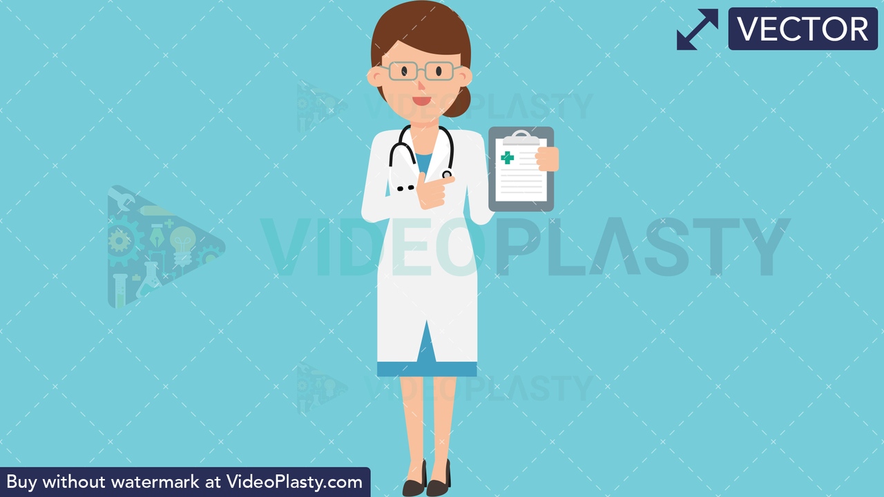 Doctor Showing Clipboard Vector Clipart