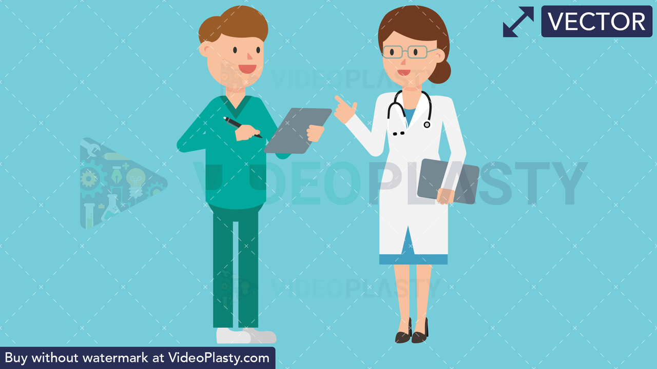 Doctor with Nurse Vector Clipart