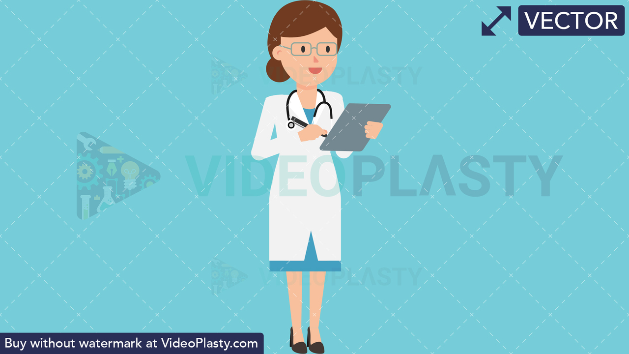 Doctor Writing on Clipboard Vector Clipart