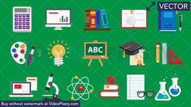 Education Bundle - 16 Flat Icons Vector Clipart