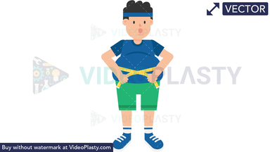Fat Man Measuring Waist Vector Clipart