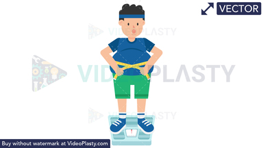 Fat Man on Weighing Scale Vector Clipart