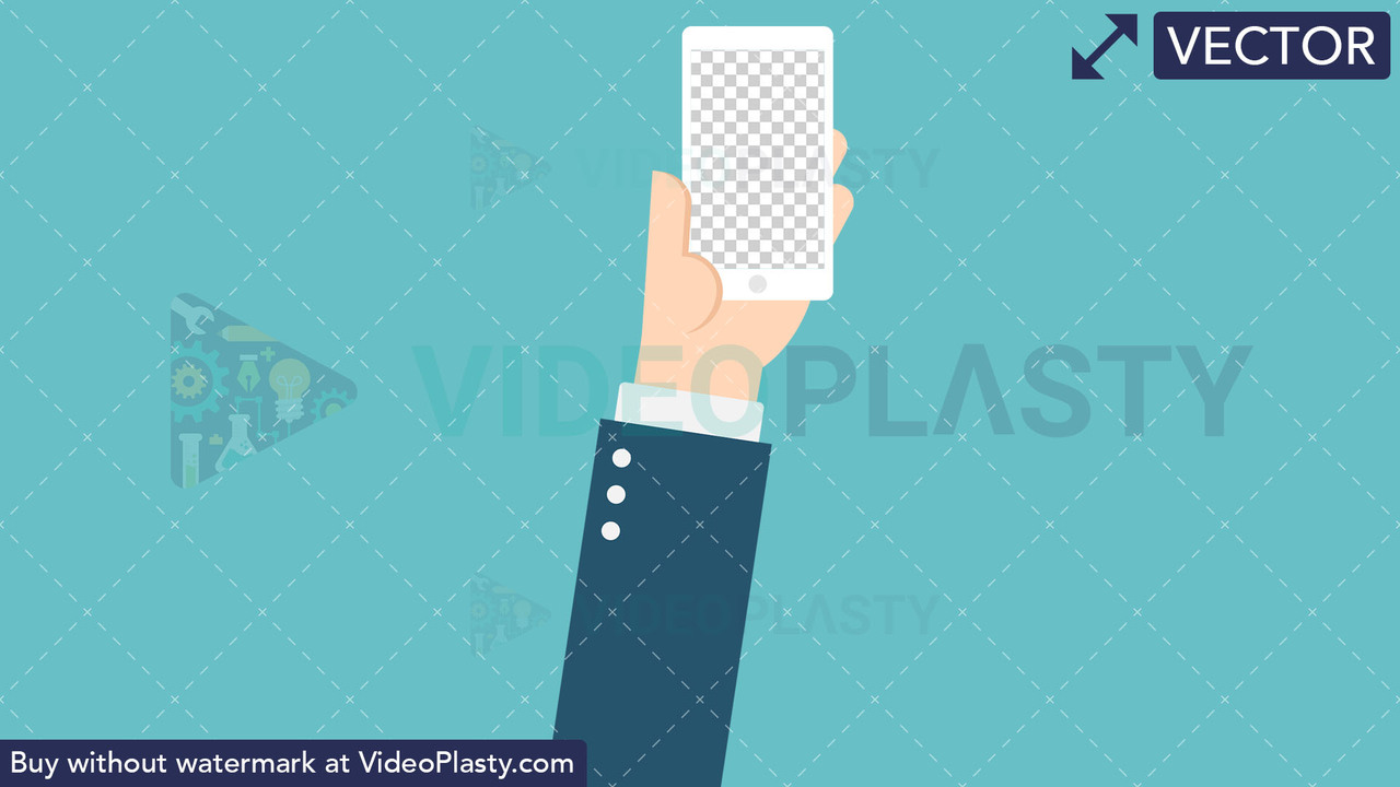 Hand Gesture: Holding a Phone with Transparent Screen Vector Clipart