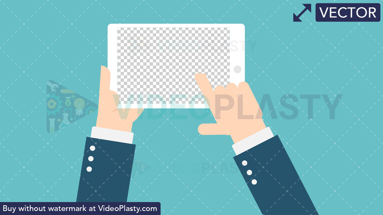 Hand Gesture: Holding a Tablet with Transparent Screen Vector Clipart