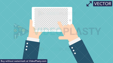 Hand Gesture: Holding a Tablet with Transparent Screen Vector Clipart
