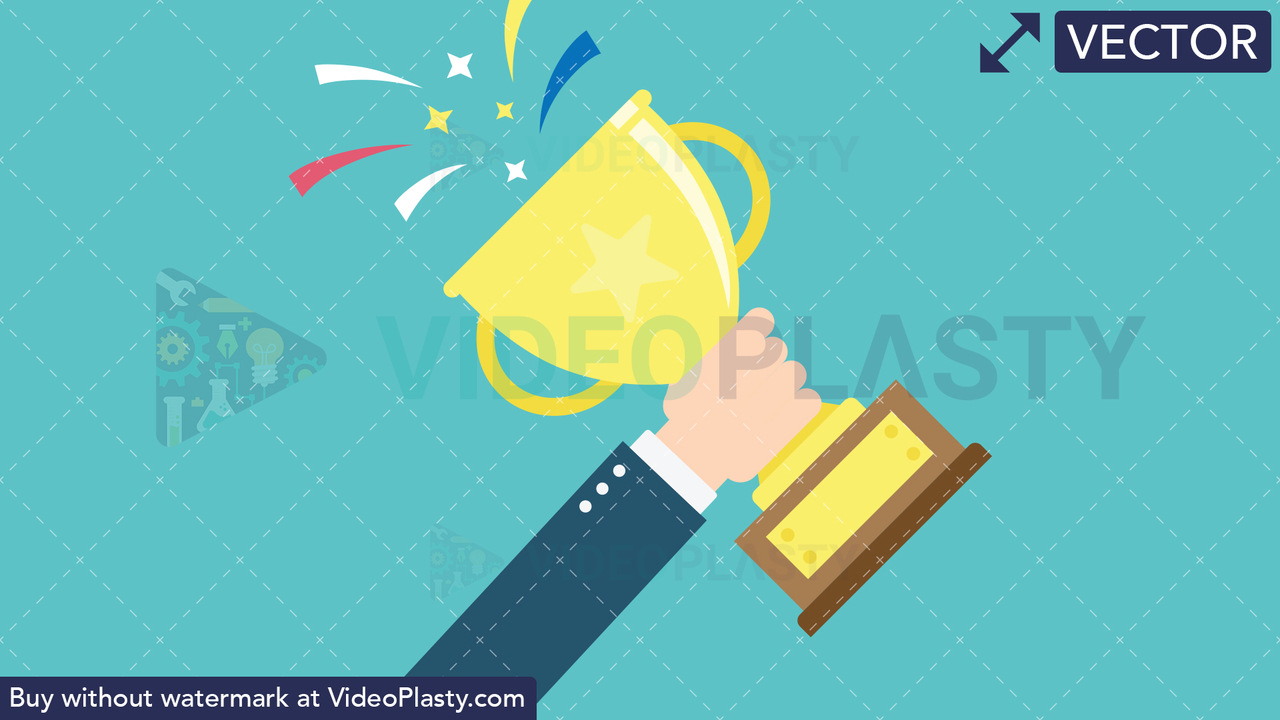 Hand Gesture: Raising a Trophy Vector Clipart