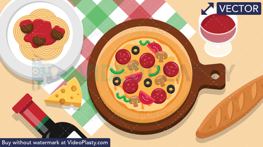 Italian Pizza Food Scene Vector Clipart