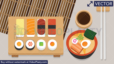 Japanese Sushi Food Scene Vector Clipart