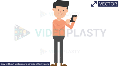 Man Looking at Phone Vector Clipart