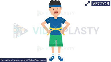 Man Measuring His Waist Vector Clipart