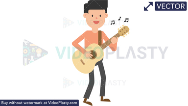 Man Playing Guitar Standing Vector Clipart
