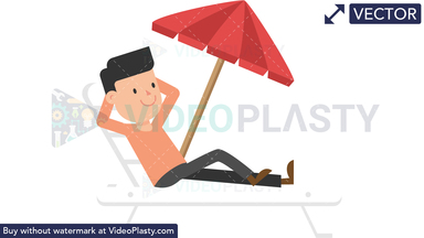 Man Relaxing on the Beach Vector Clipart