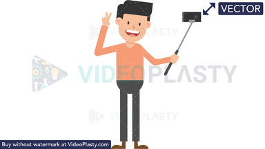 Man Taking a Selfie Vector Clipart