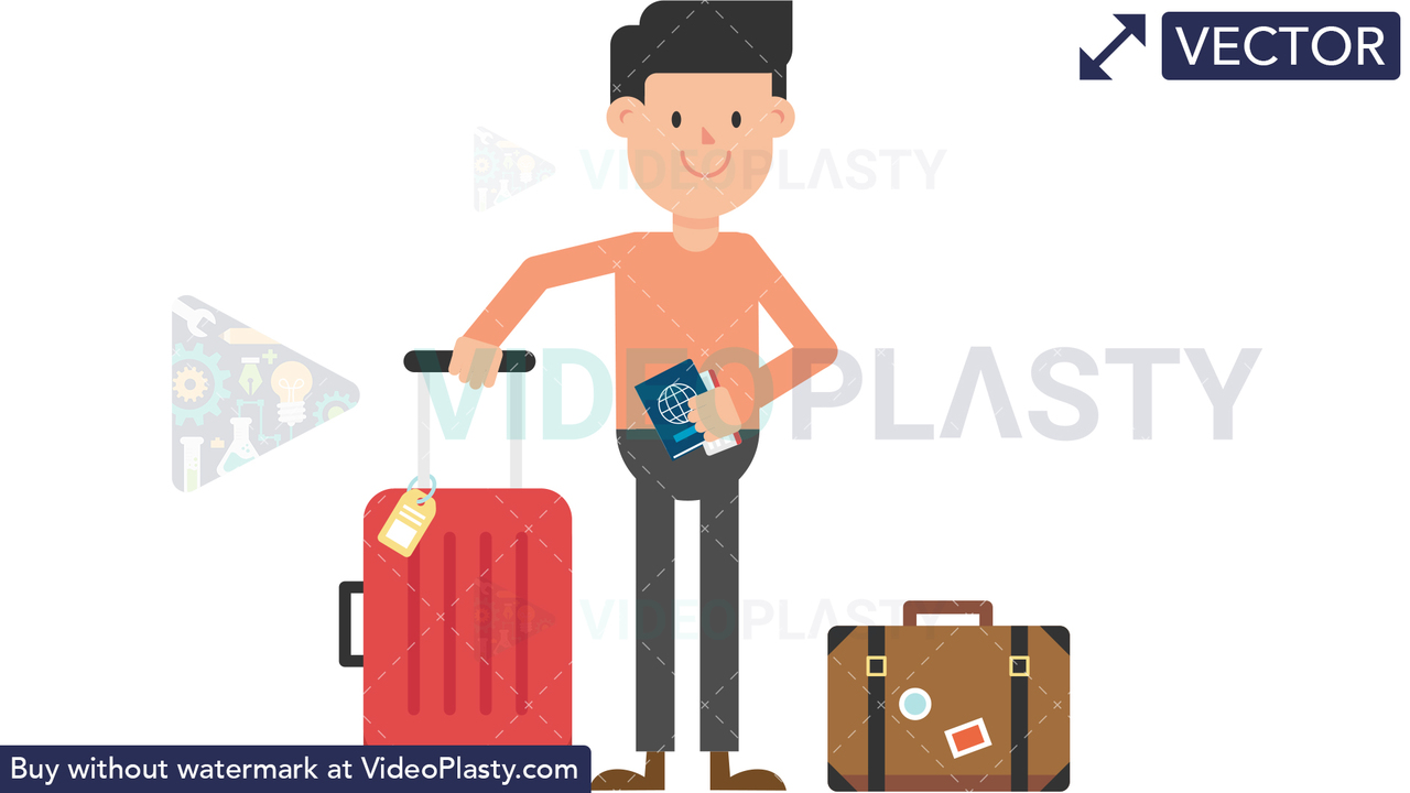 Man Traveling with Luggage Vector Clipart