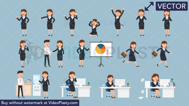 Mary Bundle - 15 Corporate Woman Character Actions Vector Clipart