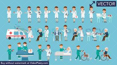 Medical Bundle - 22 Character Actions Vector Clipart