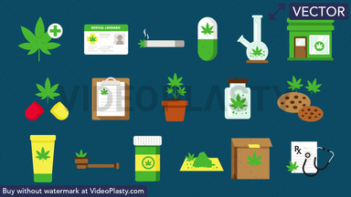 Medical Marijuana Pack - 17 Icons Vector Clipart