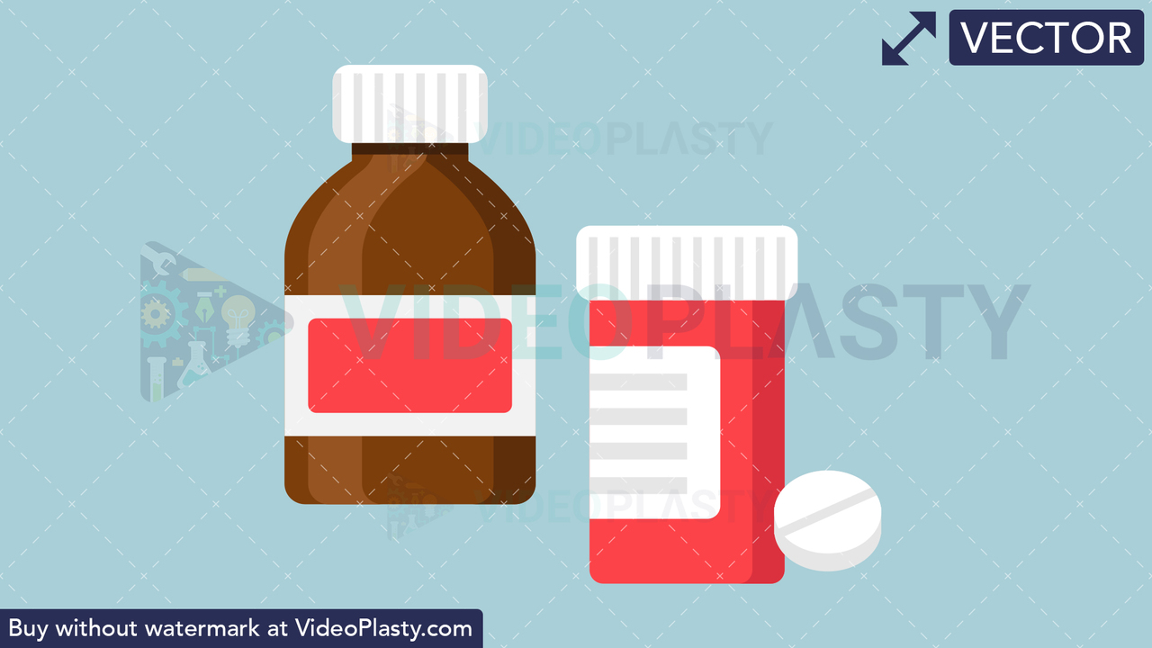 Medicine Bottle Flat Icon Vector Clipart