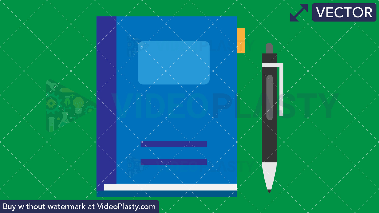Notebook and Pen Flat Icon Vector Clipart
