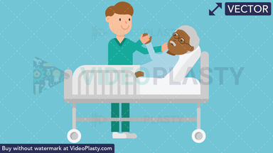 Nurse Taking Care of Black Patient in a Bed Vector Clipart