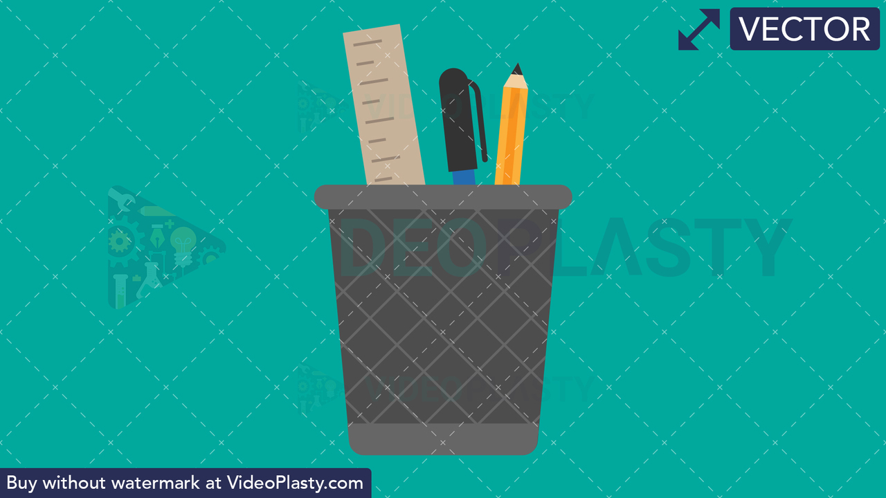 Pencil Holder Flat Icon Vector Clipart
