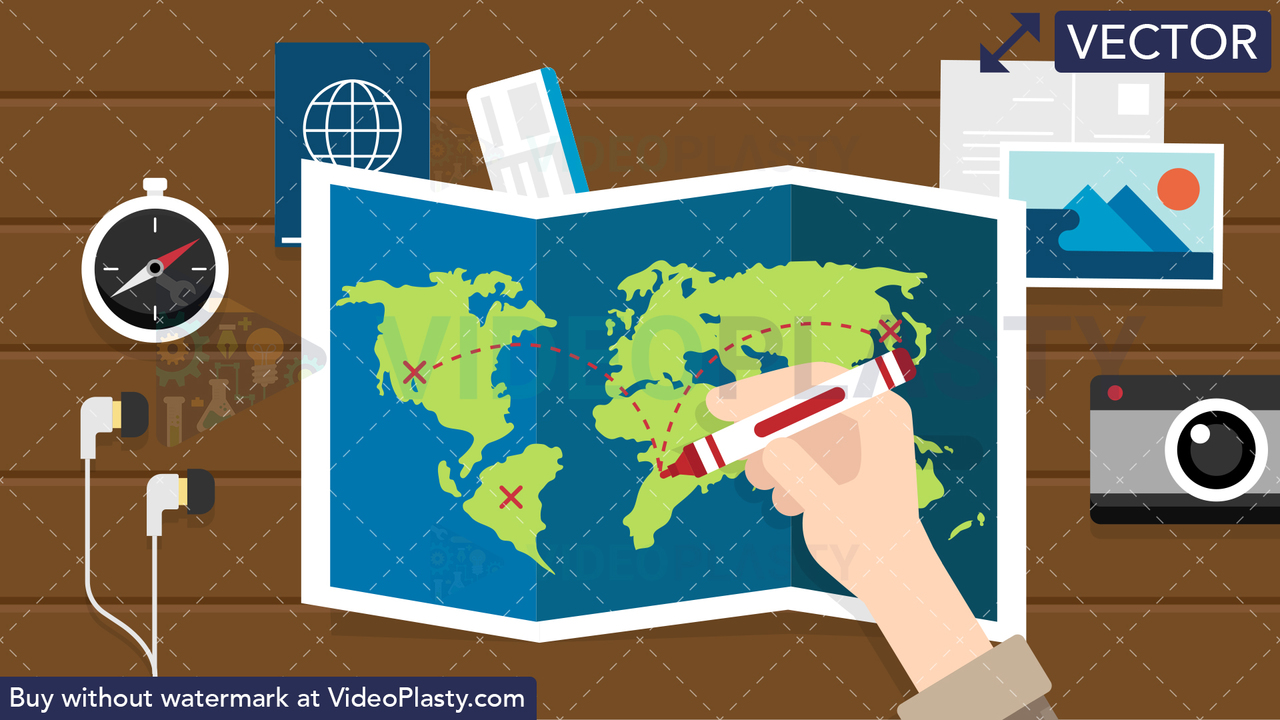 Planning a Trip Scene Vector Clipart