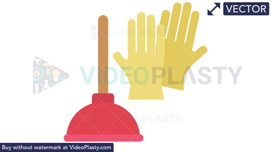 Plunger and Gloves Icon Vector Clipart