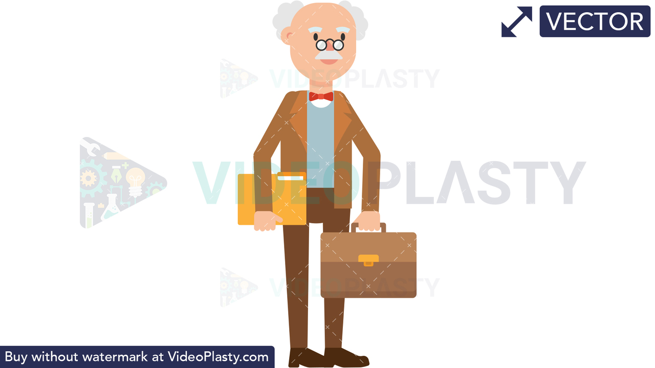 Professor Carrying a Folder and Suitcase Vector Clipart