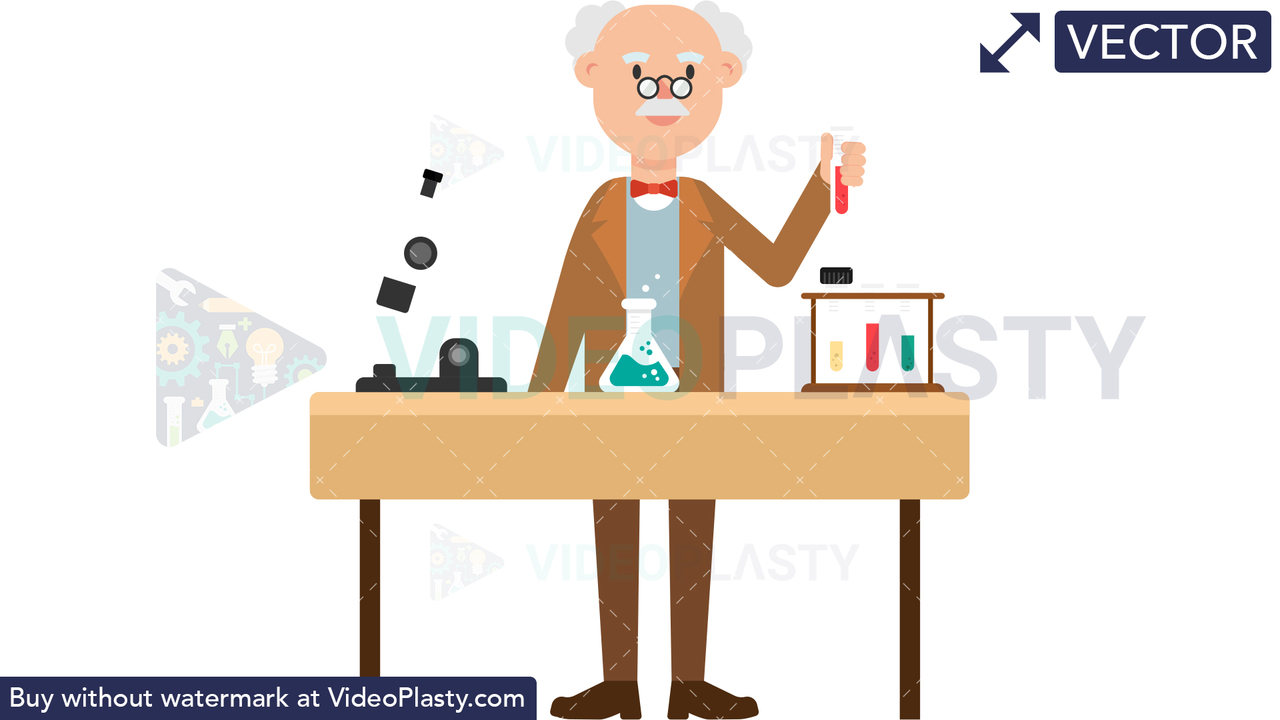 Professor Doing an Experiment Vector Clipart
